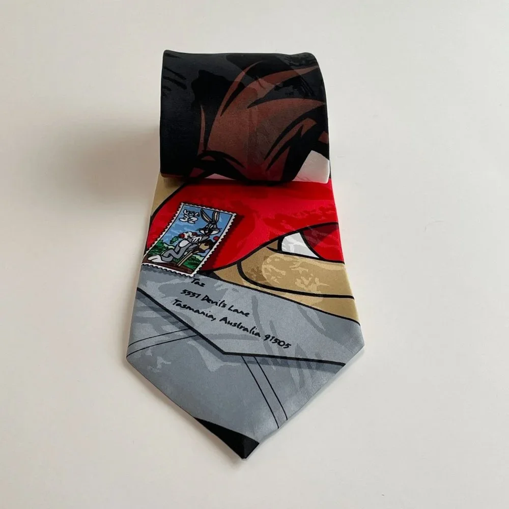 Looney Tunes Stamp Collection Taz Lick‎ Tie Warner Brothers Black Tasmanian